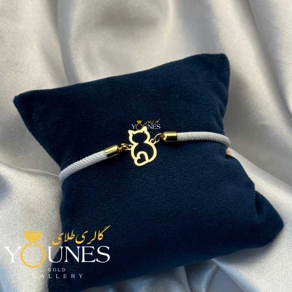 دستبند گربه و قلب طلا لیزری